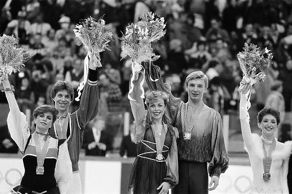 1984 Winter Olympics, 14th February 1984. Figure skating, Medal Ceremony, Zetra Stadium