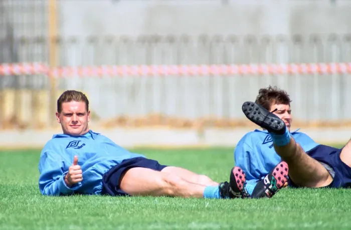 Framed Print : 1990 World Cup Finals in Italy. England footballer Paul Gascoigne in relaxed mood