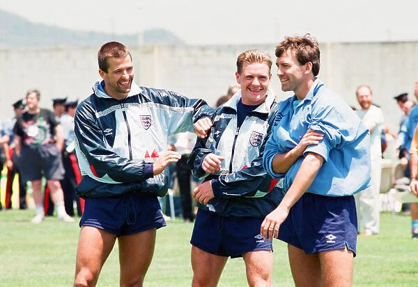 1990 World Cup Finals in Italy. England teammates left to right: Steve Bull