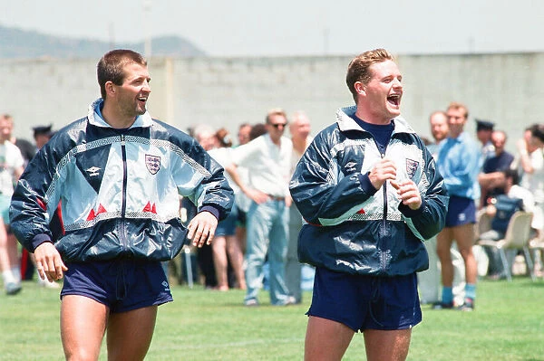 1990 World Cup Finals in Italy. England teammates Steve Bull (left