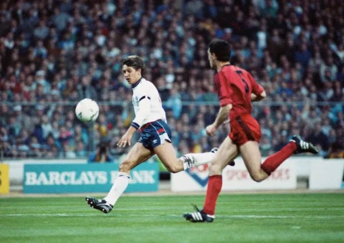 Framed Print : 1990 World Cup Qualifier at Wembley Stadium. England 5 v Albania 0 Framed Print : 1990 World Cup Qualifier at Wembley Stadium. England 5 v Albania 0