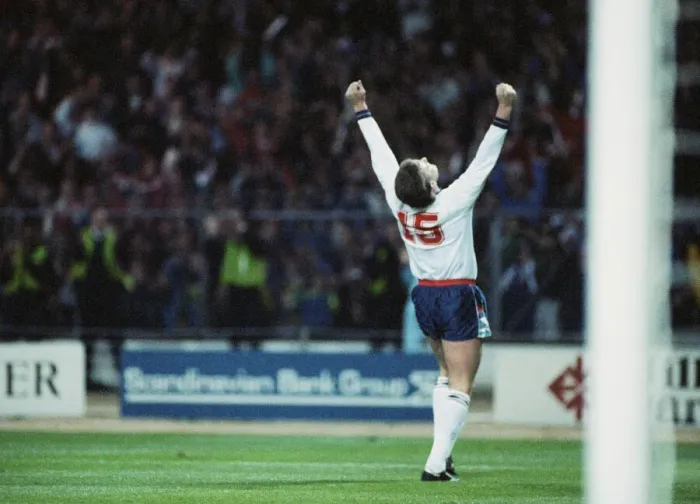 Framed Print : 1990 World Cup Qualifier at Wembley Stadium. England 5 v Albania 0 Framed Print : 1990 World Cup Qualifier at Wembley Stadium. England 5 v Albania 0