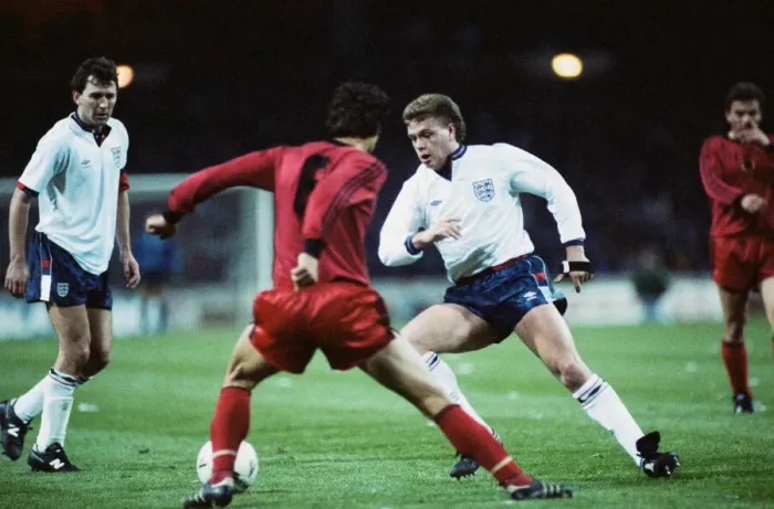 Framed Print : 1990 World Cup Qualifier at Wembley Stadium. England 5 v Albania 0 Framed Print : 1990 World Cup Qualifier at Wembley Stadium. England 5 v Albania 0