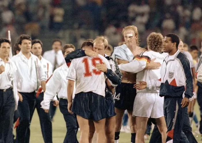 Framed Print : 1990 World Cup Semi Final match in Turin, Italy. England 1 v West Germany 1 aet Framed Print : 1990 World Cup Semi Final match in Turin, Italy. England 1 v West Germany 1 aet
