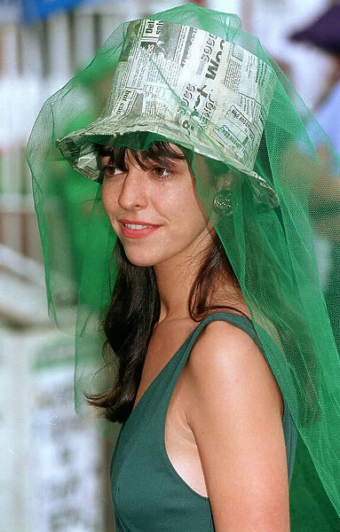 1993 - Clothing Ascot Fashion Hat Made of Newspaper and green netting