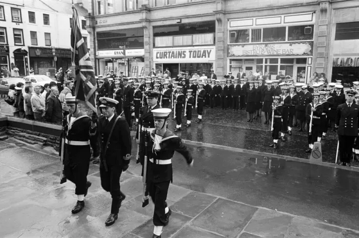 Framed Print : Some 200 Sea Cadets from all over West Yorkshire paraded through Huddersfield as part of Framed Print : Some 200 Sea Cadets from all over West Yorkshire paraded through Huddersfield as part of