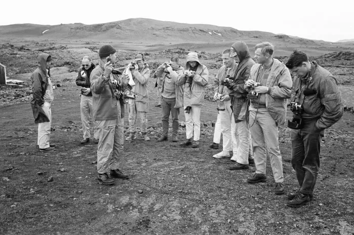 Framed Print : 21 NASA Astronauts have just spend a week in Iceland, making a study of the Geology of Framed Print : 21 NASA Astronauts have just spend a week in Iceland, making a study of the Geology of