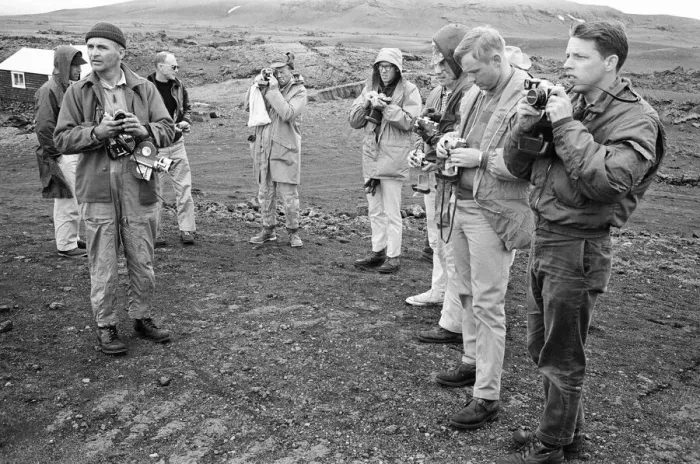 Framed Print : 21 NASA Astronauts have just spend a week in Iceland, making a study of the Geology of Framed Print : 21 NASA Astronauts have just spend a week in Iceland, making a study of the Geology of