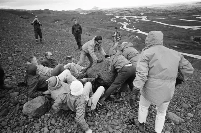 Framed Print : 21 NASA Astronauts have just spend a week in Iceland, making a study of the Geology of
