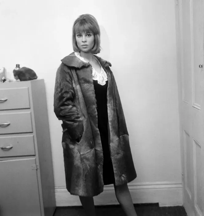 Framed Print : 21-year-old actress Julie Christie wearing a seal-skin coat. 29th January 1963