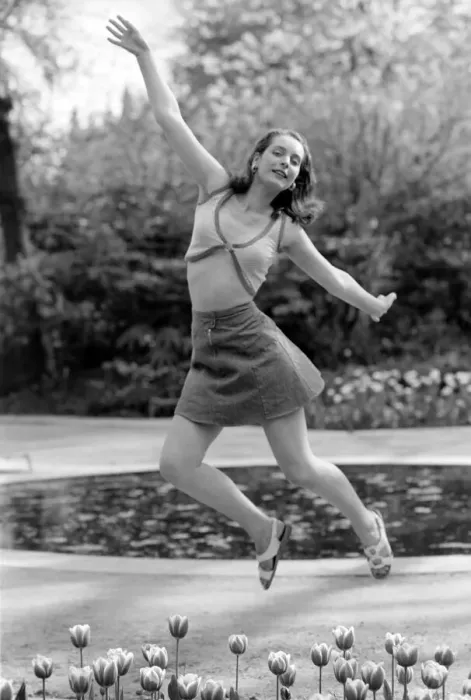 Framed Print : 21 years old Marie France dancing amongst the tulips in her local park