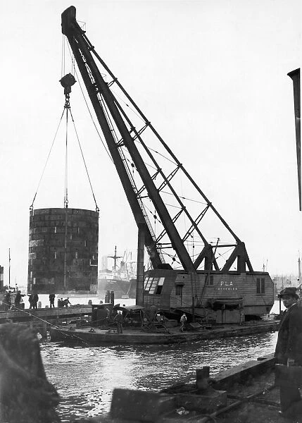 250 ton crane lifting a new turbine for Deptford Power Station. 29th April 1949