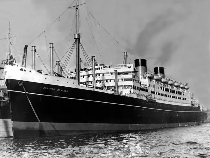 Framed Print : The 27, 000 tons motor liner ship the Dominion Monarch built at a Wallsend shipyard Framed Print : The 27, 000 tons motor liner ship the Dominion Monarch built at a Wallsend shipyard
