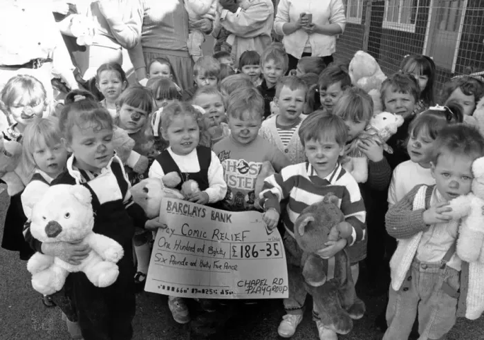 Framed Print : The 30 children of Chapel Road Playgroup in Billingham raised &pound