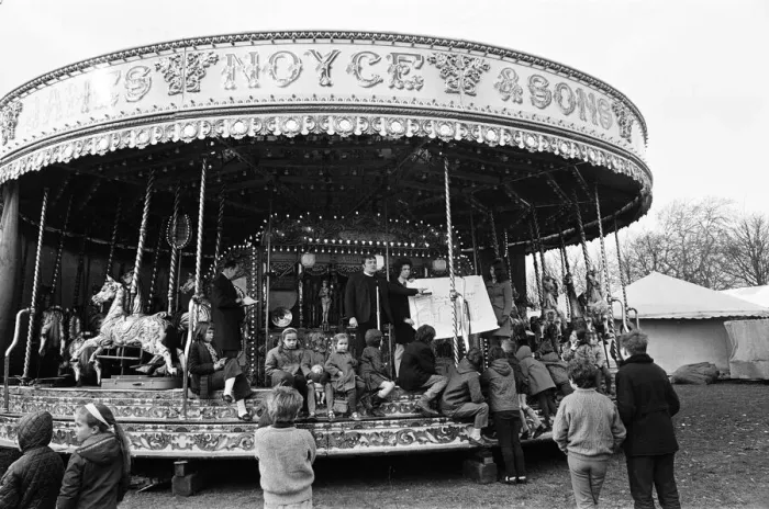 Framed Print : The 300-year-old custom of holding a fairground service on Good Friday was revived in Framed Print : The 300-year-old custom of holding a fairground service on Good Friday was revived in
