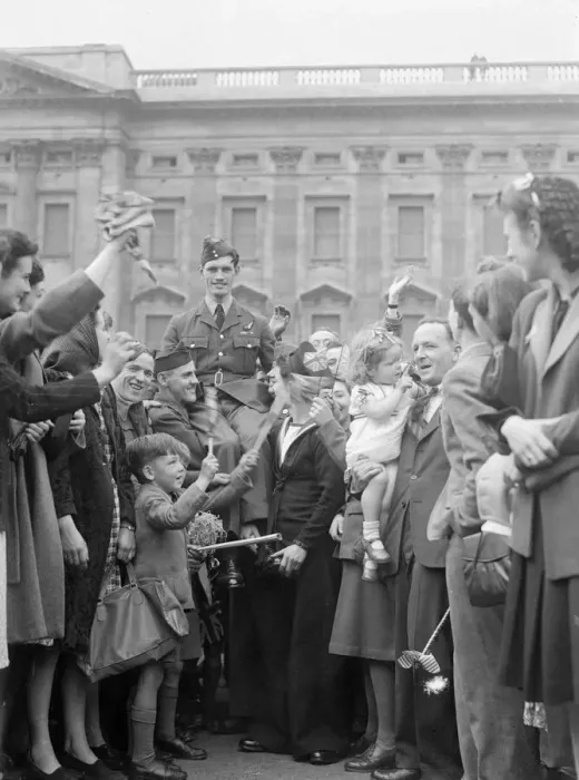 Framed Print : At 3pm on 8 May 1945, Prime Minister, Winston Churchill announced that the war in Europe Framed Print : At 3pm on 8 May 1945, Prime Minister, Winston Churchill announced that the war in Europe