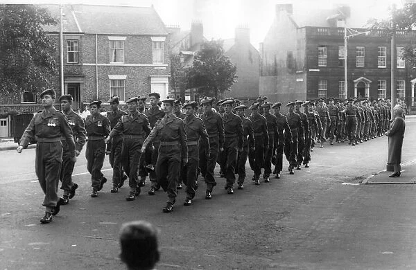 439 Tyne L. A. A. T. A. Regiment marching through Tynemouth on the way to a Church Parade at