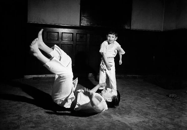 5 year old Judo expert in action. 29th December 1955 Local Caption