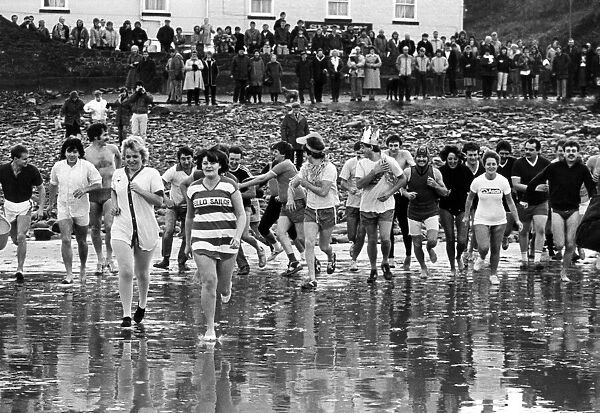 Over 50 regulars of The Ship Inn, Saltburn, took part in the New Years Day swim in