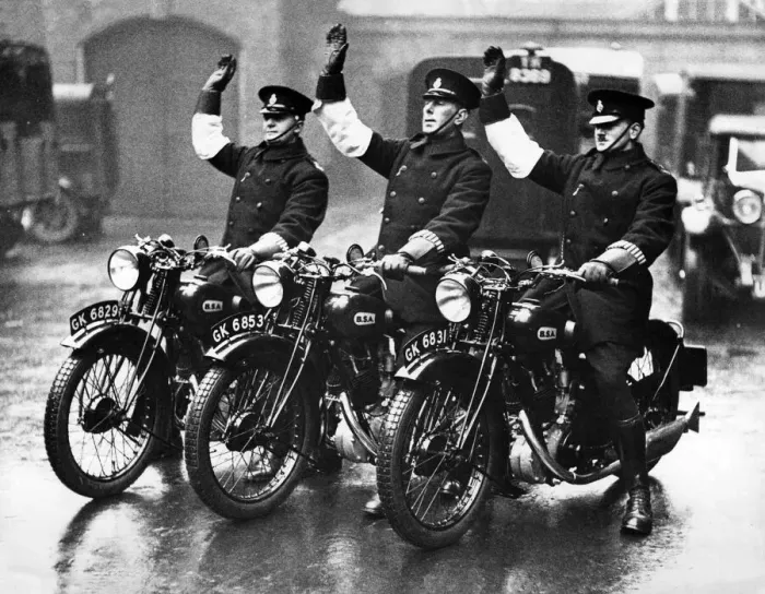 Framed Print : Three of the 500 Metropolitan policemen who are to go on traffic patrol duty Framed Print : Three of the 500 Metropolitan policemen who are to go on traffic patrol duty
