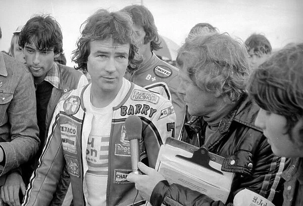500cc British Grand Prix Motorcycle race at Silverstone Disappointed Barry Sheene