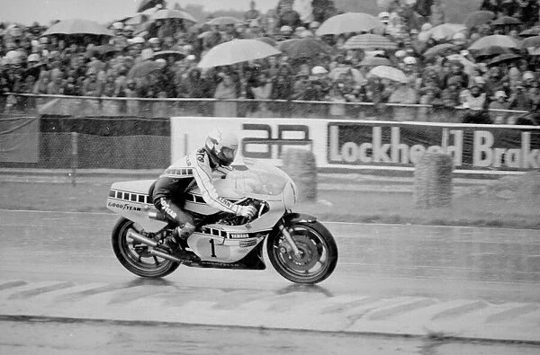 500cc British Grand Prix Motorcycle race at Silverstone Kenny Roberts in action