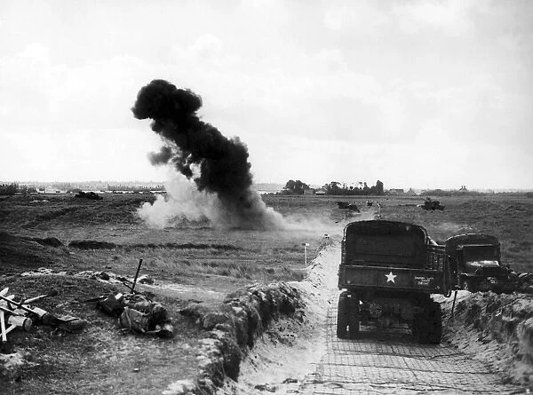 531st Engineer Shore Regiment detonate German land mines to clear way for Allied advance