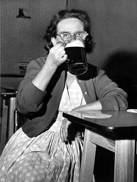 54 Year old miners wife, Elsie Danes who can drink a pint of mild in under 9 seconds