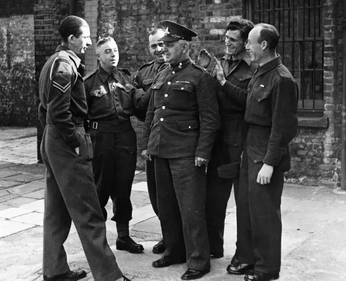 Framed Print : 56 year old Gunner, John Malpas, is being demobbed tomorrow. His group number is 1 Framed Print : 56 year old Gunner, John Malpas, is being demobbed tomorrow. His group number is 1