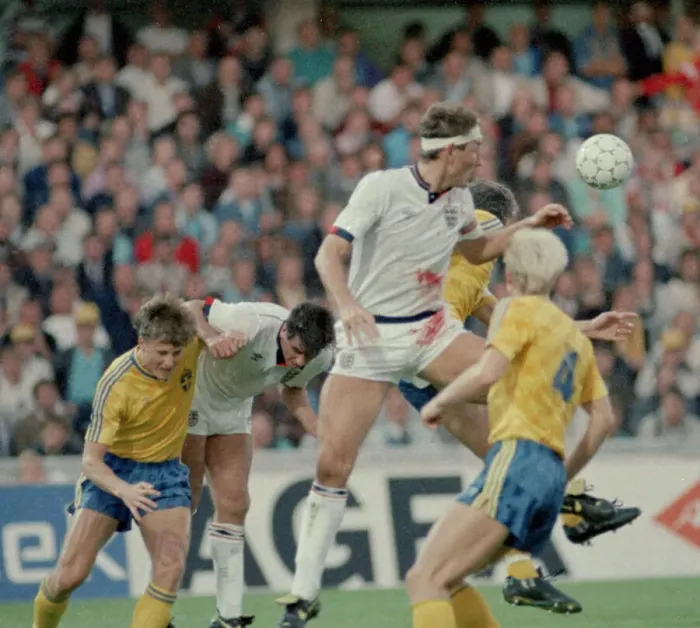 Framed Print : 6 September 1989, Sweden v England. Terry Butcher in action during the vital World Cup Framed Print : 6 September 1989, Sweden v England. Terry Butcher in action during the vital World Cup