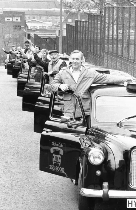 Framed Print : Some of the 60 angry Cabbies forced to queue outside the London Carriage Office Framed Print : Some of the 60 angry Cabbies forced to queue outside the London Carriage Office