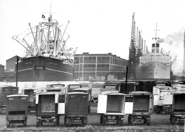 About 63 ships remain idle on London docks because the dockers are out in an unofficial