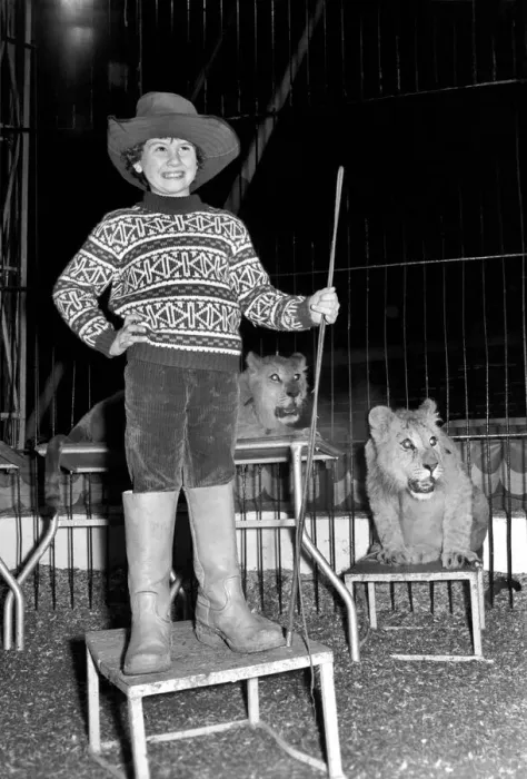 Framed Print : 7 years old Paul Colins, seen here in the circus ring lion taming Framed Print : 7 years old Paul Colins, seen here in the circus ring lion taming
