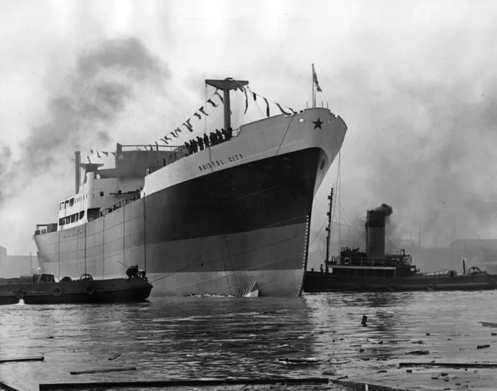Framed Print : The 8, 000 ton ship Bristol City after being launched from John Readhead Framed Print : The 8, 000 ton ship Bristol City after being launched from John Readhead