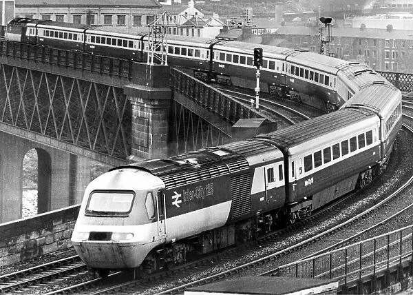 The 8. 50 a. m. Newcastle to Kings Cross Inter-City 125 train passes over the King Edward