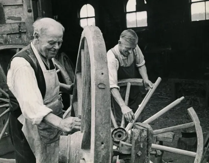 Framed Print : 87 year old Josiah Willison a wheelwright has returned to his old job Framed Print : 87 year old Josiah Willison a wheelwright has returned to his old job