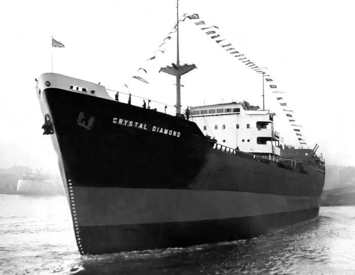 Framed Print : The 9, 820 motor vessel Crystal Diamond after her launch from Hawthorn Leslies yard