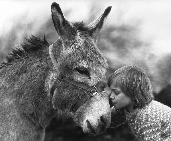 9 year old Debbie Wright with Sunshine the Donkey who appeared in the TV show