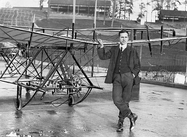A. V Roe and his aeroplane, the first man lifting machine built in the UK