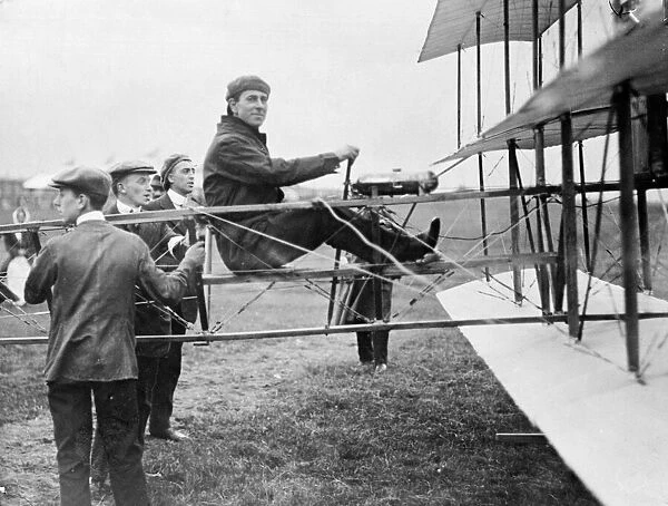A. V Roe and his new aeroplane, a triplane. 20th August 1910