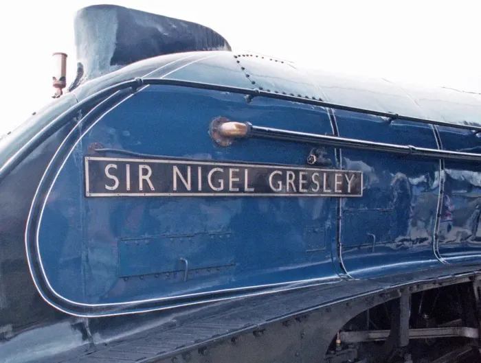 Framed Print : The A4 locomotive Sir Nigel Gresley sets off from Newcastle Central Station bound for Framed Print : The A4 locomotive Sir Nigel Gresley sets off from Newcastle Central Station bound for