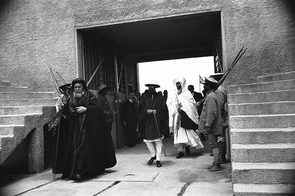 Abyssinian Emperor Haile Selassie seen here during the Audis Abasa Prison Inspection