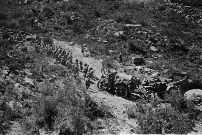 Framed Print : Abyssinian War Circa October 1935 Italian forces seen here manhandling a 120mm gun