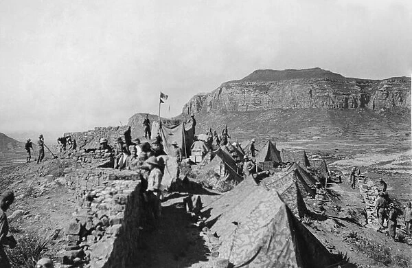 Abyssinian War October 1935 Italian forces seen here fortifying their position in