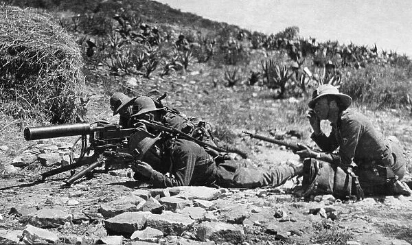 Abyssinian War October 1935 Italian machine gun post guarding the rear of