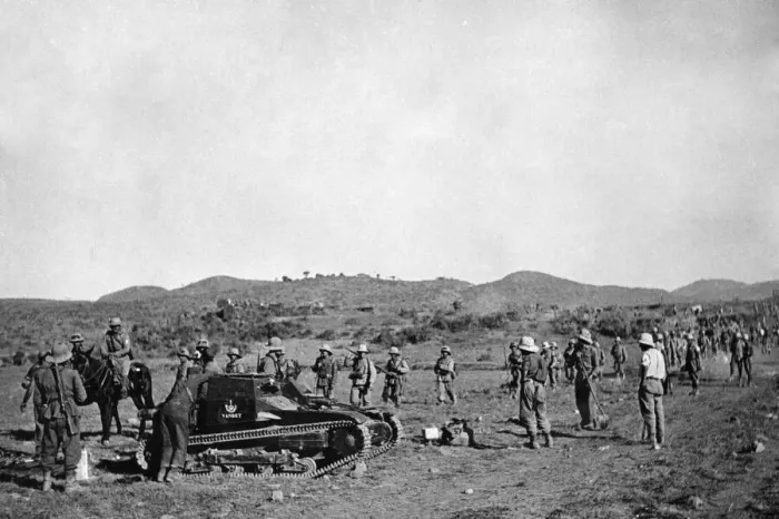 Framed Print : Abyssinian War October 1935 Italian troops advancing on the Adowa front Framed Print : Abyssinian War October 1935 Italian troops advancing on the Adowa front