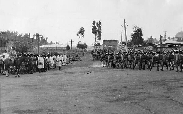 Abyssinian War September 1935 Abyssinian army seen passing through the streets of