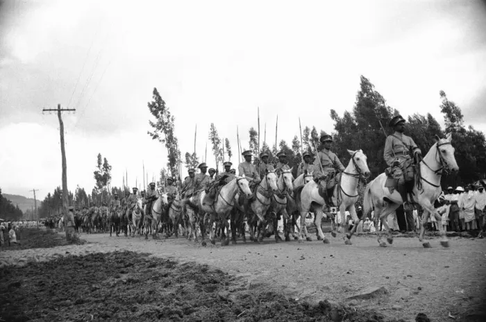 Framed Print : Abyssinian War September 1935 Cavalry of the Abyssinian army seen passing through Framed Print : Abyssinian War September 1935 Cavalry of the Abyssinian army seen passing through