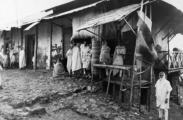 Abyssinian War September 1935 Families of Addis Ababa pose outside their houses as