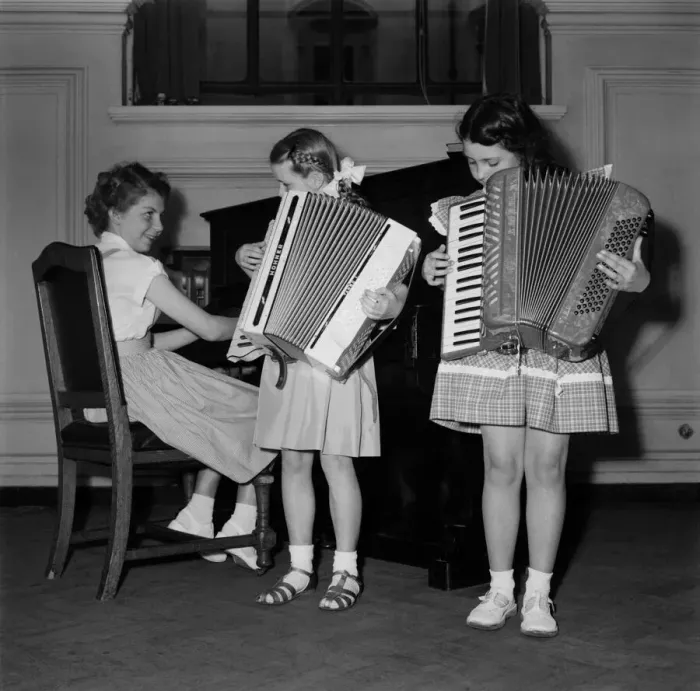 Framed Print : Accordionists - Central Hall. London Area. June 1952 C2953 Framed Print : Accordionists - Central Hall. London Area. June 1952 C2953